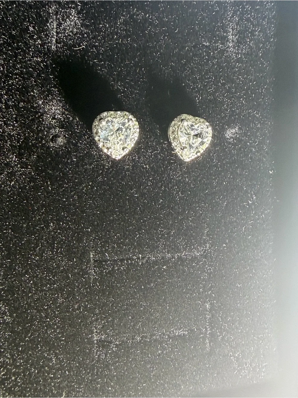 Classic Heart Halo Stud Earrings - Silver Clear